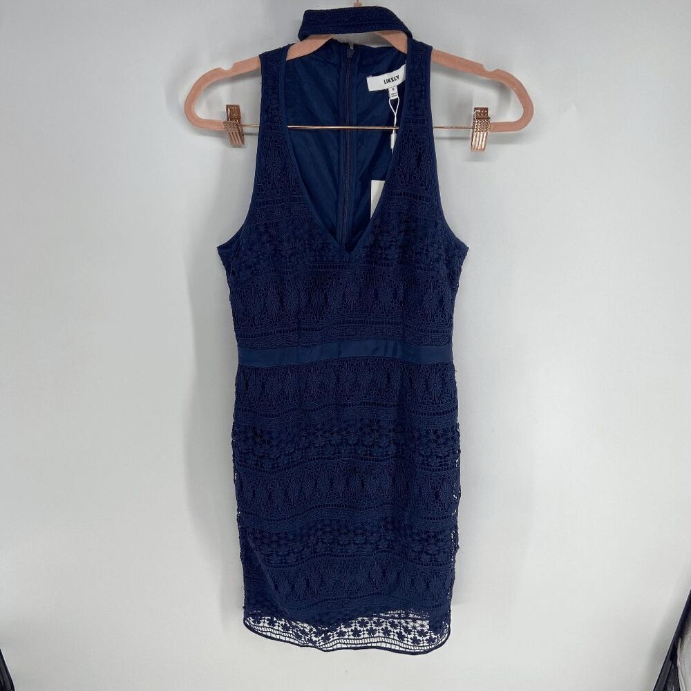 Likely Revolve Drew Womens Navy Blue New Sleeveless Choker Shift Dress 0